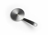 Turbo Moka stainless steel induction adapter disk with its flat removable handle tab, on a white background