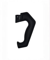 Turbo Moka 3-cup replacement handle in black PA6 nylon with its mounting bracket, on a white background